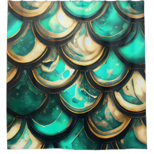Rideaux De Douche "Escaliers Turquoises et dorés pour sirènes"