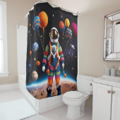 Rideaux De Douche Espace astronaute Imaginaire Crochet (En situation)