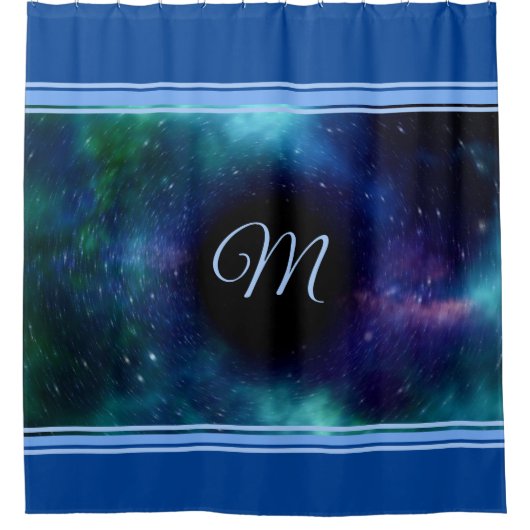 Rideaux De Douche Espace Galaxy Trou noir Trou bleu Monogramme (Devant)