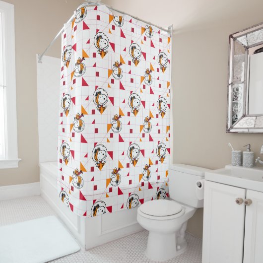 Rideaux De Douche ESPACE | Snoopy Space Suit Motif blanc (En situation)