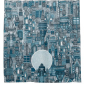 Rideaux De Douche espace ville bleu (Devant)