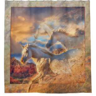 Rideaux De Douche Esprits de Cheval Sauvage "TRINITÉ"