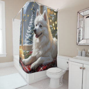Rideaux De Douche Esquimau américain avec lumières de Noël pour les
