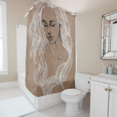 Rideaux De Douche Esquisse de portrait : Illustration de jeune fille (En situation)