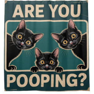 Rideaux De Douche "Est-ce que vous faites caca?" Drôles de chats noi