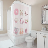 Rideaux De Douche esthétique rose (En situation)