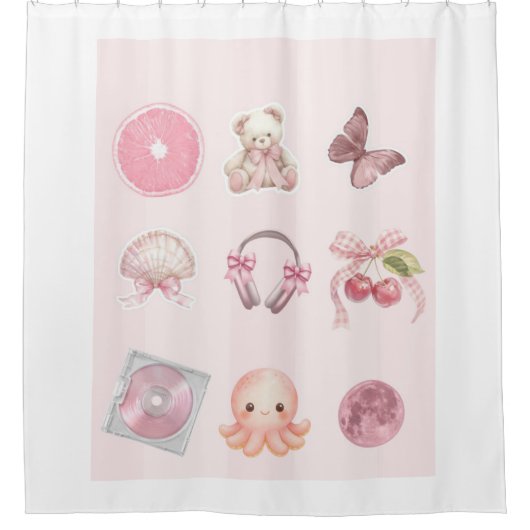 Rideaux De Douche esthétique rose (Devant)