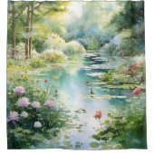 Rideaux De Douche Étang de jardin secret aquarelle (Devant)