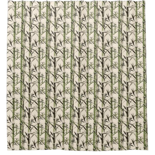 Rideaux De Douche Étapes en bambou vert et Feuille (Devant)
