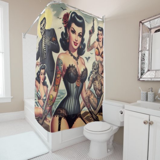 Rideaux De Douche Été gothique rétro (En situation)