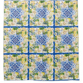 Rideaux De Douche Été Méditerrannée citron et fleurs imprimés (Devant)