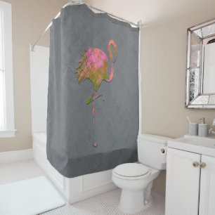 Rideaux De Douche Été Moderne Coloré Flamingo Chic Gris