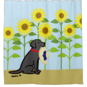 Rideaux De Douche Été noir de Labrador et de tournesols (Devant)