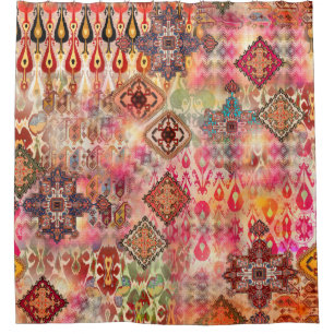 Rideaux De Douche Ethnic Digital Abstrait Motif sans fil