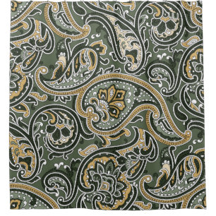 Rideaux De Douche Ethnique Orientale Paisley, Vintage Sans Couche.