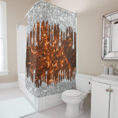 Rideaux De Douche Étincelle Parties scintillant Orange Silver Grey (En situation)