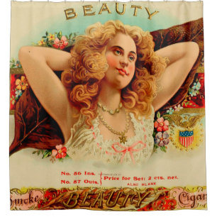Rideaux De Douche Étiquette de boîte à cigares vintage