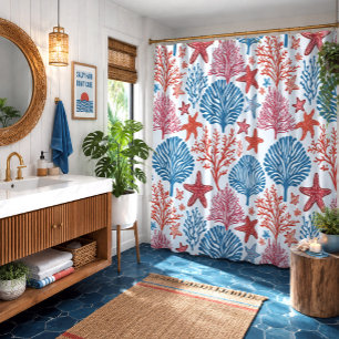 Rideaux De Douche Étoile de mer tropicale et motif de corail