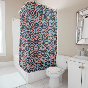 Rideaux De Douche Étoile mandala noire, bleue et rouge