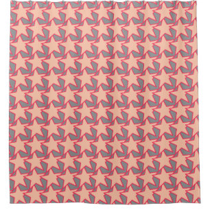Rideaux De Douche Etoile moderne géométrique - corail orange et gris