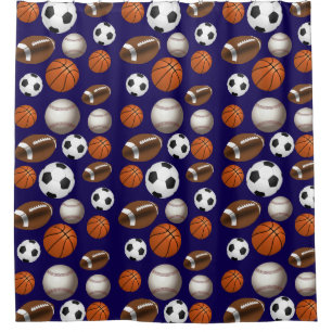 Rideaux De Douche Étoile montante Assortiment de balles de sport Ble