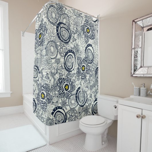 Rideaux De Douche étoile succulente ivoire chartreuse (En situation)