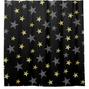 Rideaux De Douche Étoiles argent et or Étoile noire Hollywood Glamou