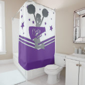 Rideaux De Douche Étoiles d'argent blanc pourpre Cheer Cheer (En situation)