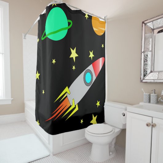 Rideaux De Douche étoiles de la planète (En situation)