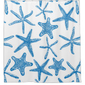 Rideaux De Douche étoiles de mer en bleu (Devant)