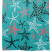 Rideaux De Douche Étoiles de mer en mer de turquoise (Devant)