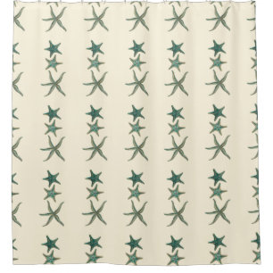 Rideaux De Douche Étoiles de mer triples bleu vert