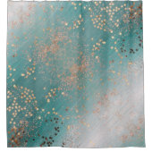 Rideaux De Douche Étoiles d'or chatoyantes sur Turquoise  (Devant)