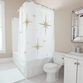 Rideaux De Douche Étoiles d'or en blanc (En situation)