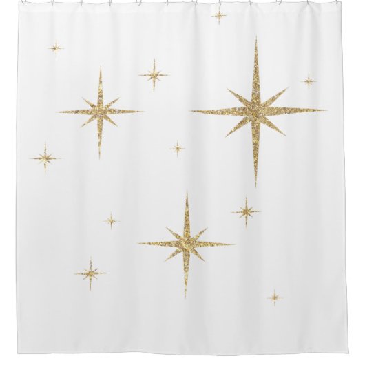 Rideaux De Douche Étoiles d'or en blanc (Devant)