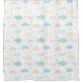Rideaux De Douche Étoiles et nuages Pastel (Devant)