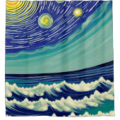 Rideaux De Douche Étoiles lunaires bleues et blanches (Devant)