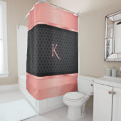 Rideaux De Douche Étoiles Monogrammes Roses D'Or Et Noir (En situation)