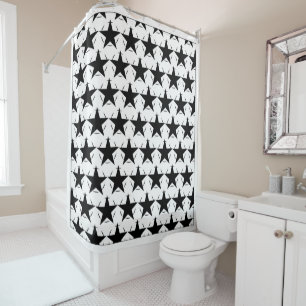 Rideaux De Douche Étoiles noires et blanches Cercle Motif géométriqu