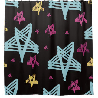 Rideaux De Douche Étoiles qui se balancent Rose Bleu Noir