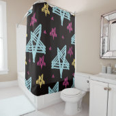 Rideaux De Douche Étoiles rocheuses bleu rose noir (En situation)