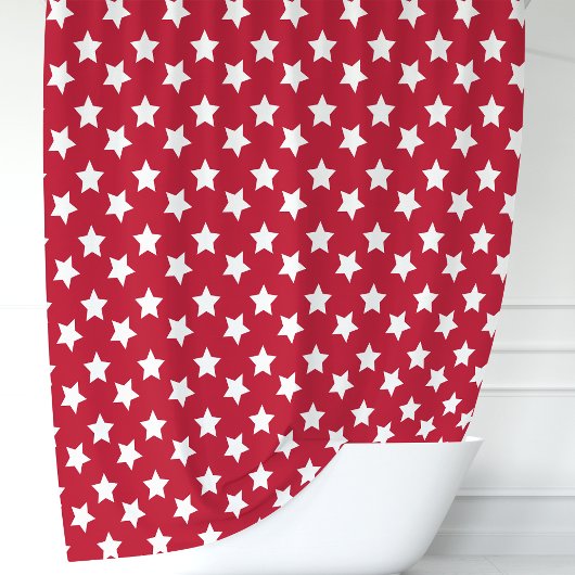 Rideaux De Douche Étoiles Rouges et Blanches