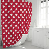 Rideaux De Douche Étoiles Rouges et Blanches