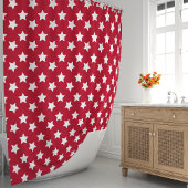 Rideaux De Douche Étoiles Rouges et Blanches