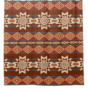 Rideaux De Douche Étoiles textiles ethniques : Motif Abstrait.