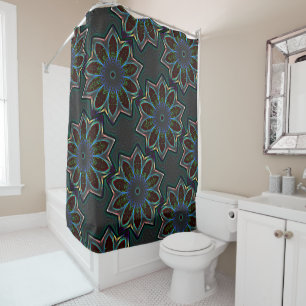 Rideaux De Douche Etrange ellipse circulaire foncée avec feuilles ab