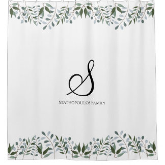 Rideaux De Douche Eucalyptus Vert Floral Nom de famille