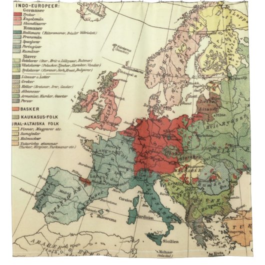 Rideaux De Douche Europe Carte Pays Antique Mondiale (Devant)