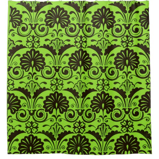 Rideaux De Douche éventails vert olive et impression de frondes (Devant)