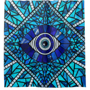 Rideaux De Douche Evil Oeil Amulet Mosaic Art
